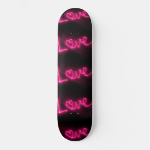 love heart neon hot pink black skateboard