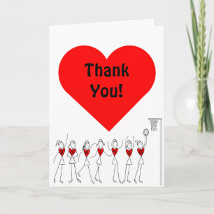 Love Heart Netball Thank You Card
