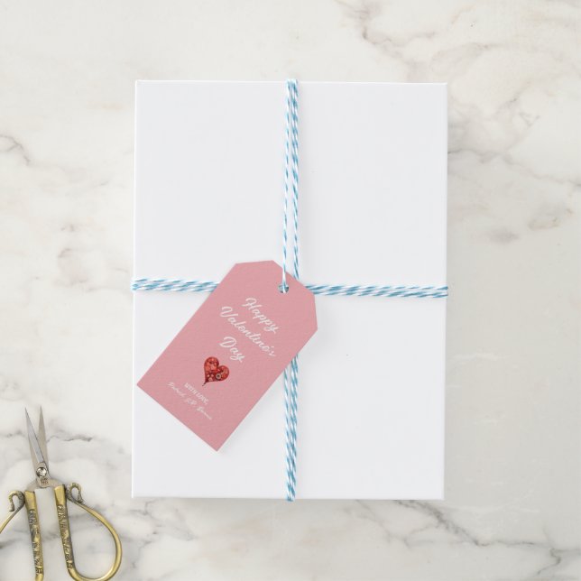 Love Heart on Pink: Valentine Gift Tag (With Twine)