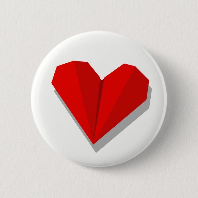 Love Heart Origami Vector Illustration 2 Inch Round Button (Front)