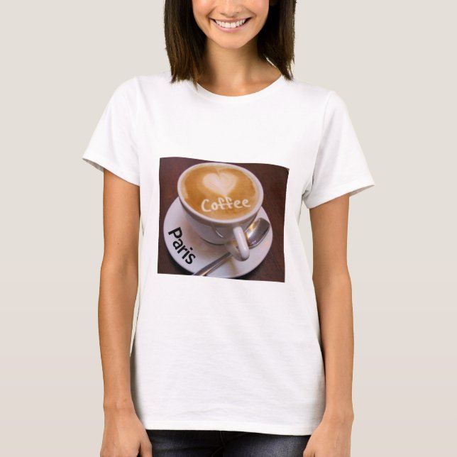 Love Heart Paris Cappuccino Coffee Cup Mug T-shirt (Front)