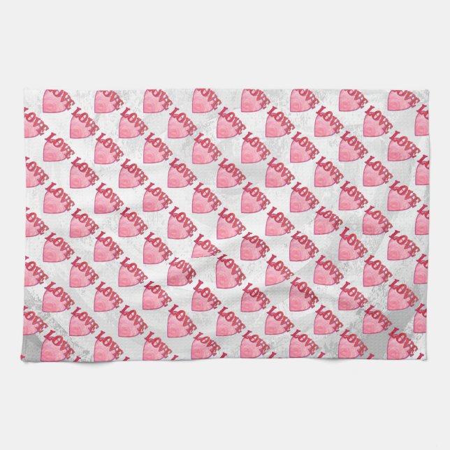Love Heart Pattern Kitchen Towel (Horizontal)