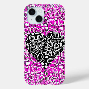 Love Heart Pattern Pink iPhone Case
