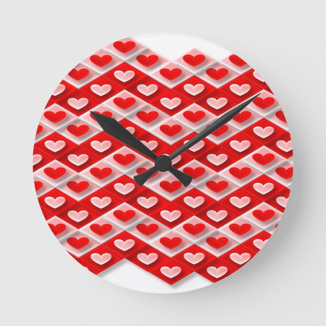 Love Heart Pattern Round Clock (Front)