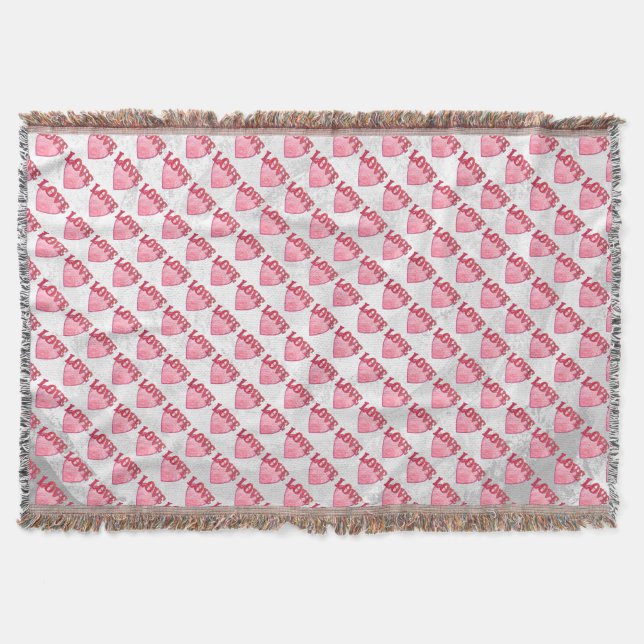Love Heart Pattern Throw Blanket (Front)