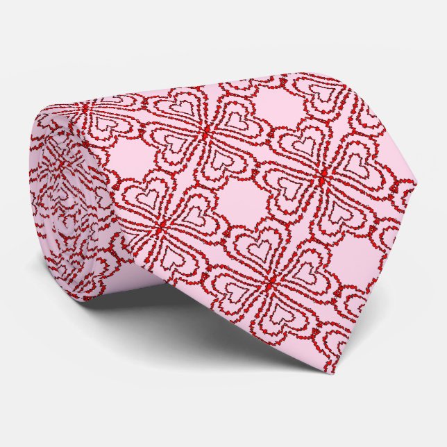 Love Heart Pattern Tie (Rolled)