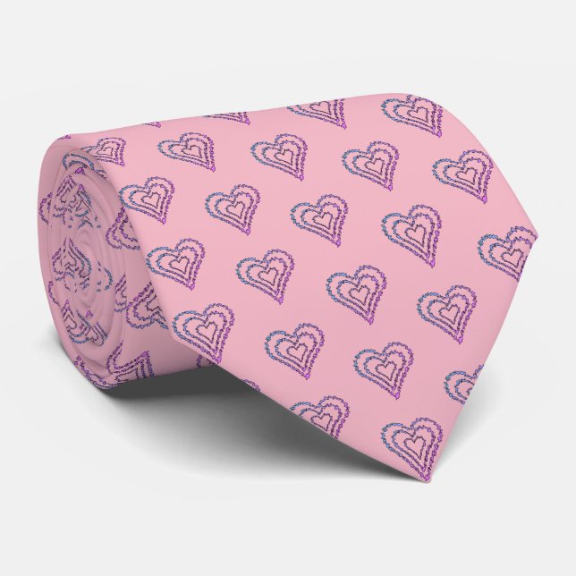 Love Heart Pattern  Tie (Rolled)