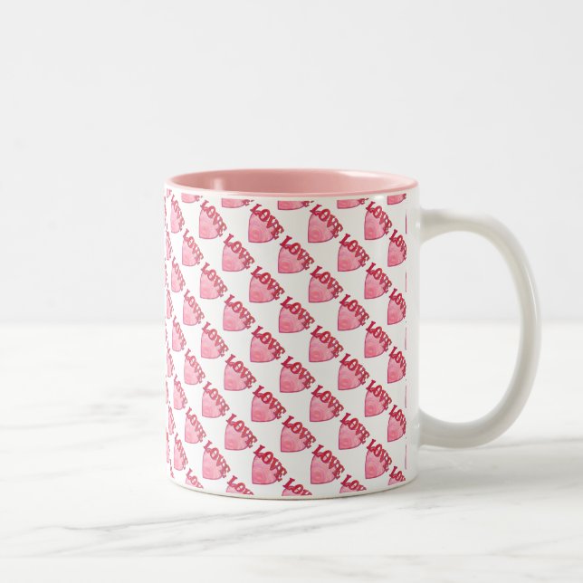 Love Heart Pattern Two-Tone Coffee Mug (Right)