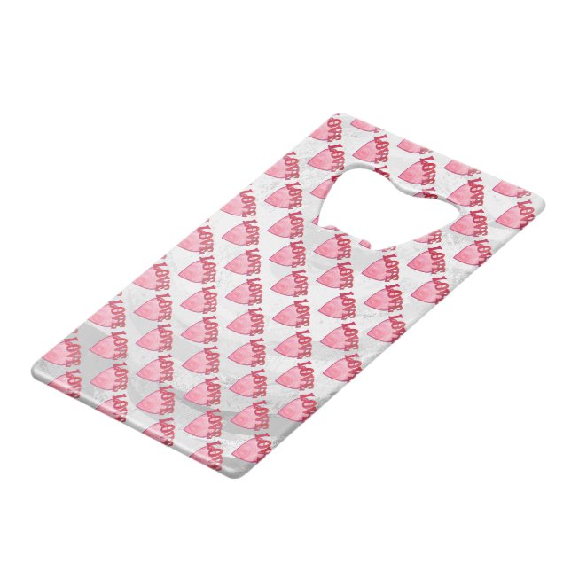 Love Heart Pattern Wallet Bottle Opener (Front Angled)