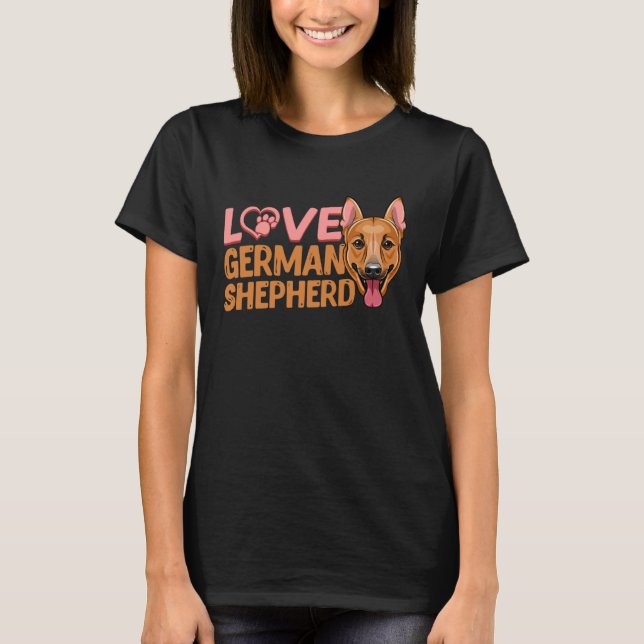 Love Heart Paw German Shepherd Dog K9 T-Shirt (Front)