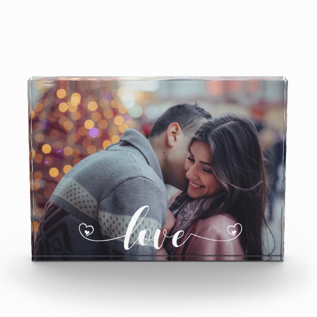 Love Heart Personalized Photo Custom Family Block (Front)