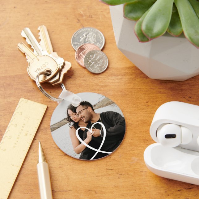 Love heart personalized photo custom made keychain (Desk)