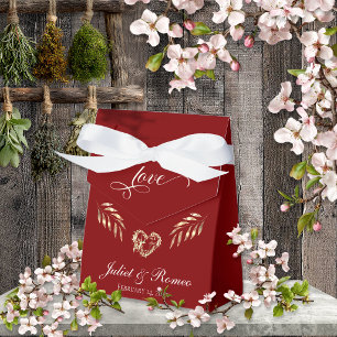 Love & Heart Personalized - Red Favor Box