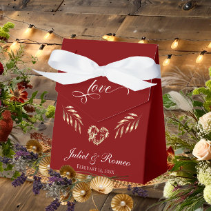 Love & Heart Personalized - Red Favor Box