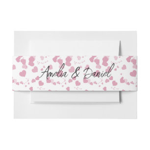 Love Heart Personalized Wedding Invitation Belly Band
