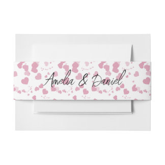 Love Heart Personalized Wedding Invitation Belly Band