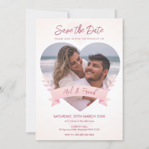 Love Heart Photo Enregistrer la date Invitation