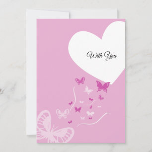 Love Heart Pink Butterfly Holiday Card