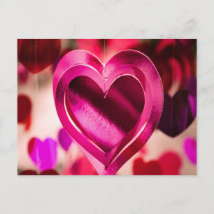 Love Heart Pink Valentines Day Anniversary Postcard