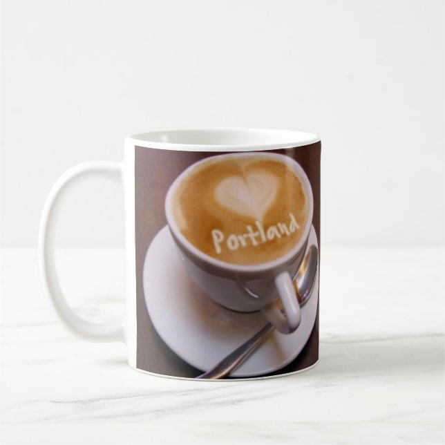 Love Heart Portland Cappuccino Coffee Cup Mug (Left)