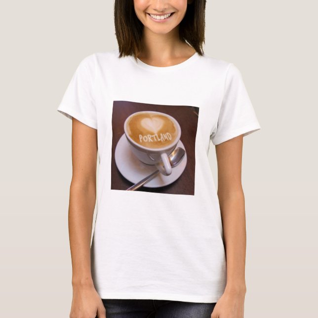 Love Heart Portland Cappuccino Coffee Cup T-shirt (Devant)