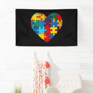 Love Heart Puzzle Acceptance Autism Awareness Banner