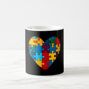 Love Heart Puzzle Acceptance Autism Awareness Coffee Mug