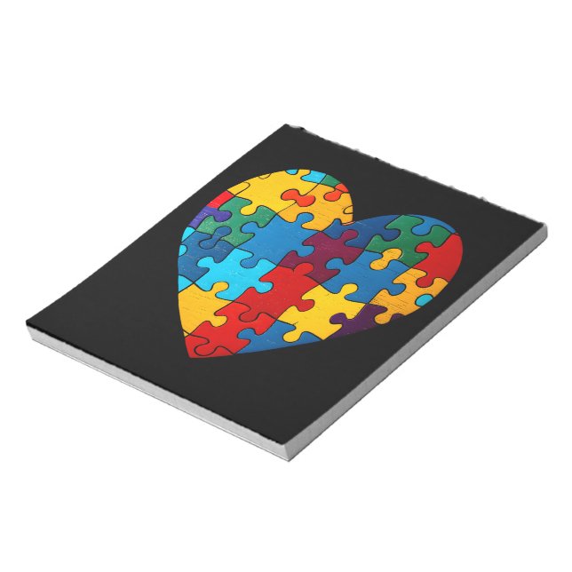 Love Heart Puzzle Acceptance Autism Awareness Notepad (Rotated)