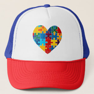 Love Heart Puzzle Acceptance Autism Awareness Trucker Hat
