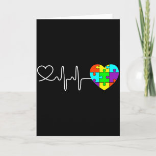 Love Heart Puzzle Acceptance Men Women Kids Autism Card