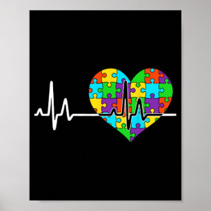 Love Heart Puzzle Acceptance Men Women Kids Autism Poster