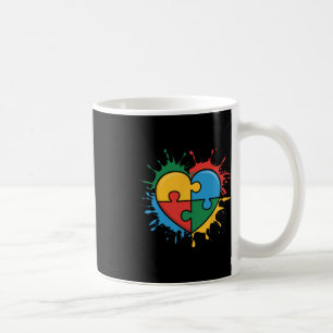 Love Heart Puzzle Piece Acceptance Autism Awarenes Coffee Mug