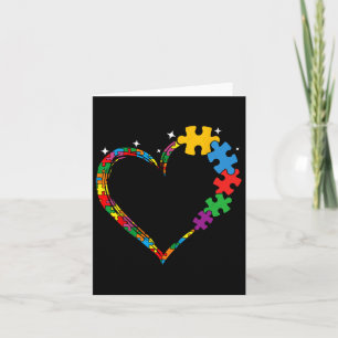 Love Heart Puzzle Piece Men Women Kids Autism Awar Card