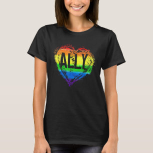 Love Heart Rainbow Ally Lgbtq Lgbt Lesbian Gay Pri T-Shirt