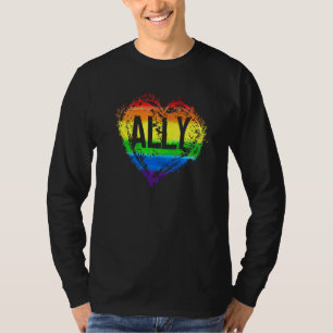 Love Heart Rainbow Ally Lgbtq Lgbt Lesbian Gay Pri T-Shirt