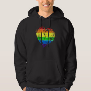 Love Heart Rainbow Colour Lgbt Lgbtq Lesbian Gay P Hoodie