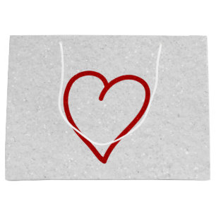 Love Heart Red Glitter Valentine's Large Gift Bag