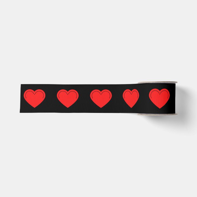 Love Heart Red Valentine's Grosgrain Ribbon (Front)