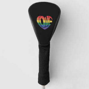 Love Heart retro 70s Groovy LGBT Rainbow Pride Golf Head Cover
