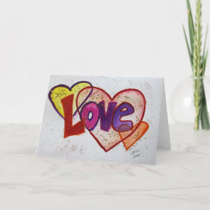 Love Heart Rings Glitter Greeting or Note Cards