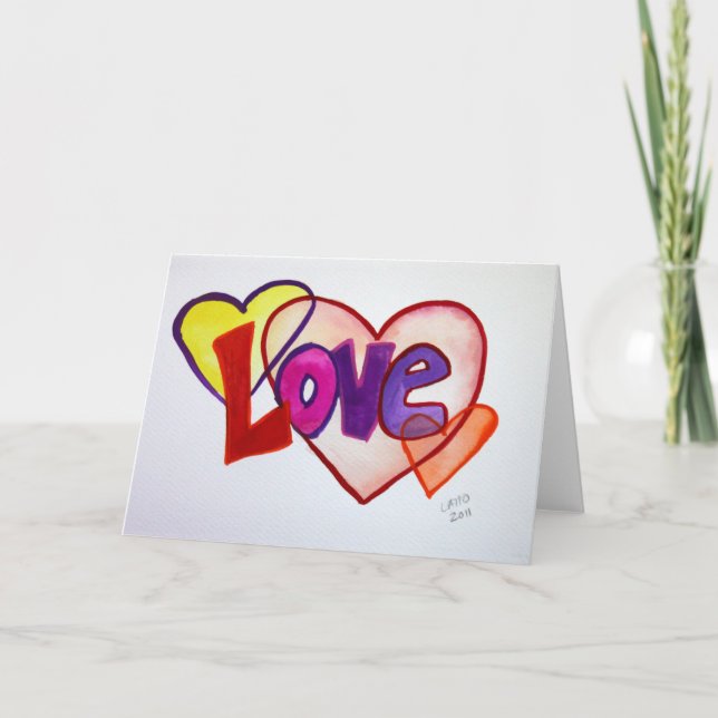 Love Heart Rings Greeting Card or Note Cards (Front)
