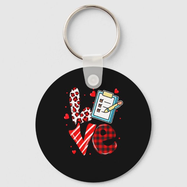 Love Heart School Secretary Life Valentines Day Gi Keychain (Front)