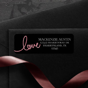 Love Heart Script   Adresse moderne rose et noir