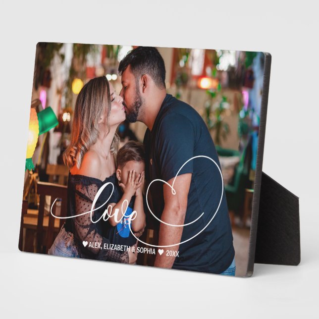 Love Heart Script | Family Photo  Plaque (Side)