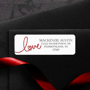 Love Heart Script   Modern Red and White Address