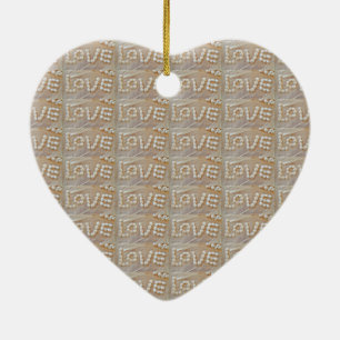 Love Heart Sea Shell Beach Hearts Seashells Summer Ceramic Ornament