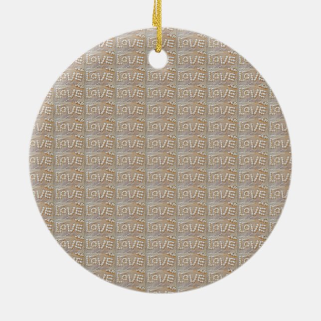 Love Heart Sea Shell Beach Hearts Seashells Summer Ceramic Ornament (Back)