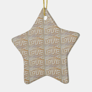 Love Heart Sea Shell Beach Hearts Seashells Summer Ceramic Ornament