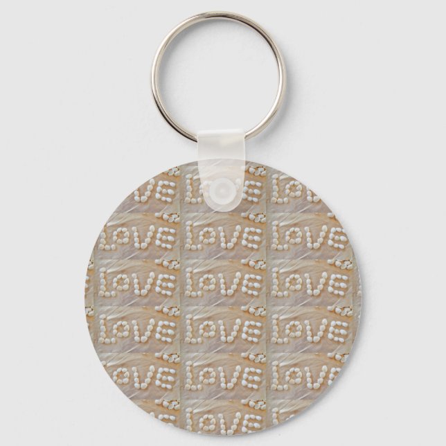 Love Heart Sea Shell Beach Hearts Seashells Summer Keychain (Front)