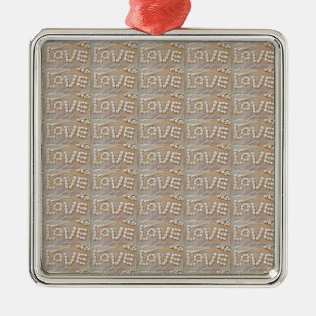 Love Heart Sea Shell Beach Hearts Seashells Summer Metal Ornament (Front)